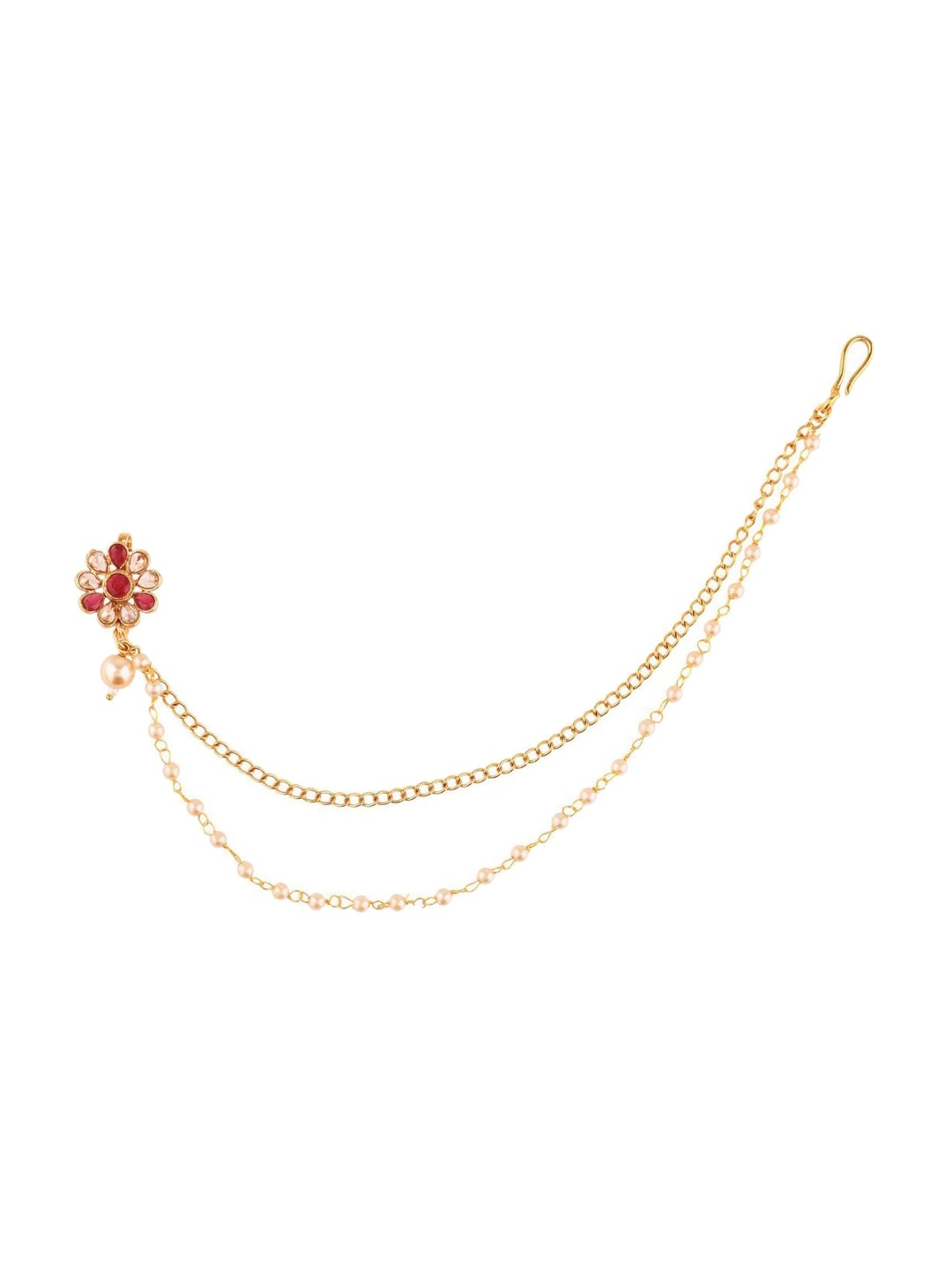 

Efulgenz Gold-Plated White Stone Studded Nosepin, Red