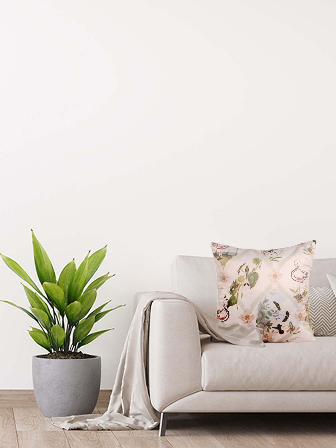 

Home White & Green Floral Satin Square Cushion Covers