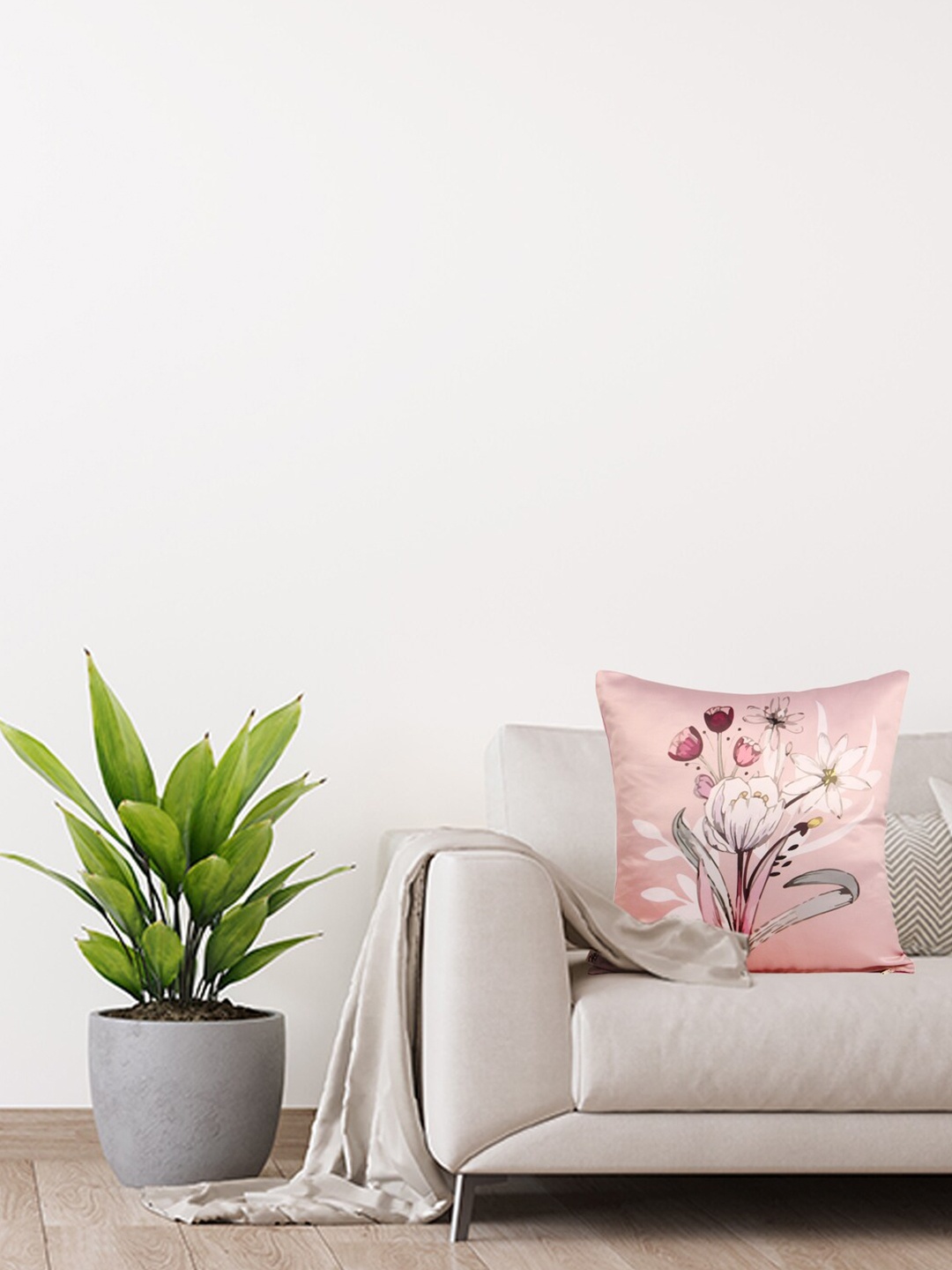

Home Pink & Green Floral Satin Square Cushion Covers