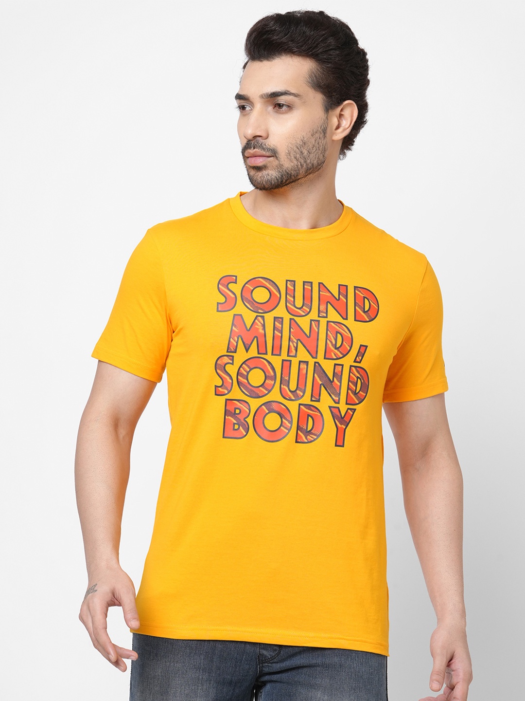 

ASICS Men Heritage Font Graphic 7 Printed Cotton T-Shirt, Yellow