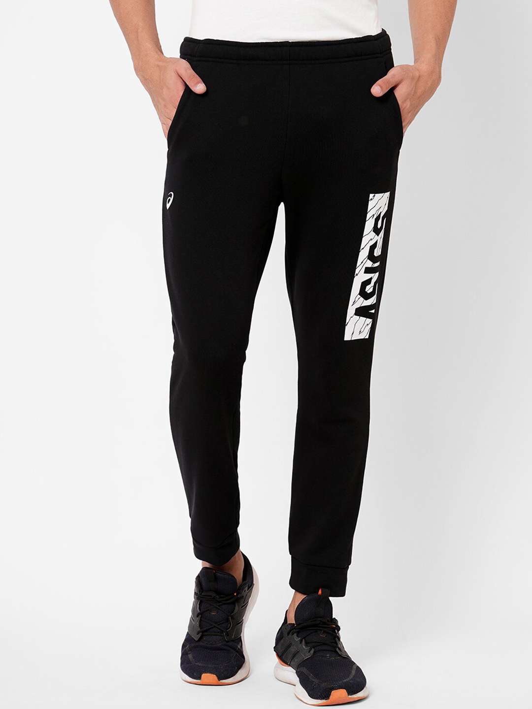 

ASICS Men Ca French Terry Brand Logo Printed Joggers, Black