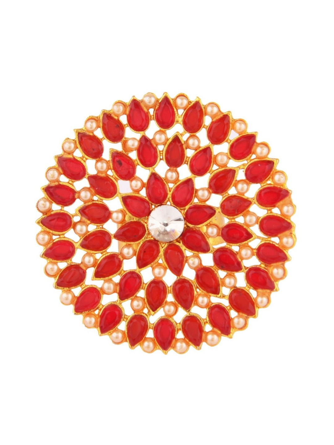 

Efulgenz Gold-Plated Red Crystal Adjustable Finger Ring