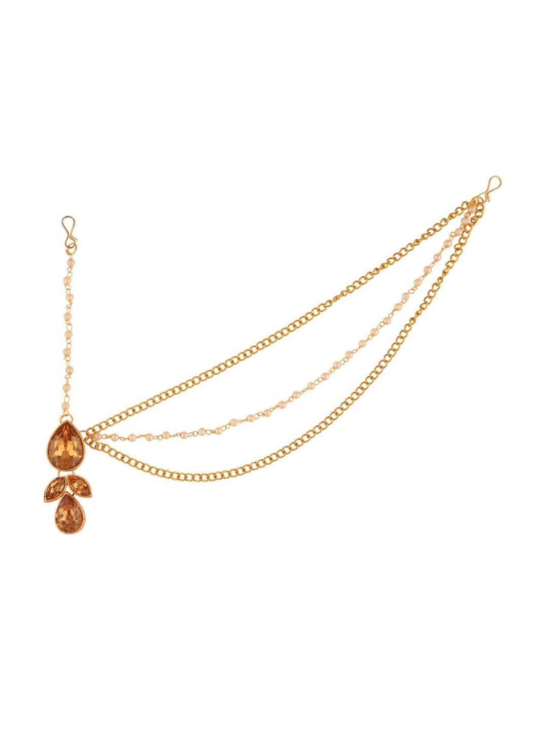 

Efulgenz Gold-Plated & Brown Crystal Studded Mathapatti