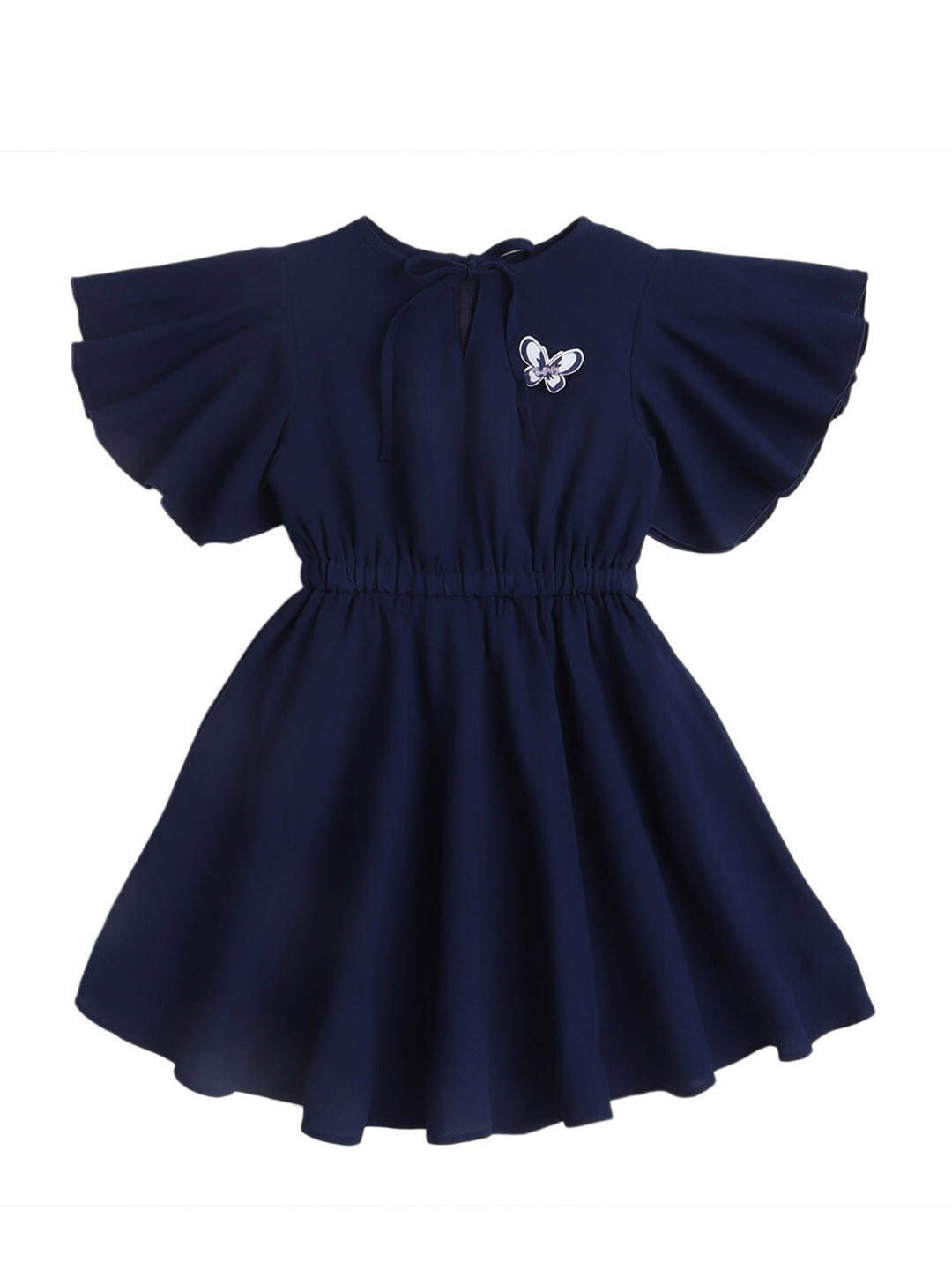 

The Magic Wand Navy Blue Tie-Up Neck Dress
