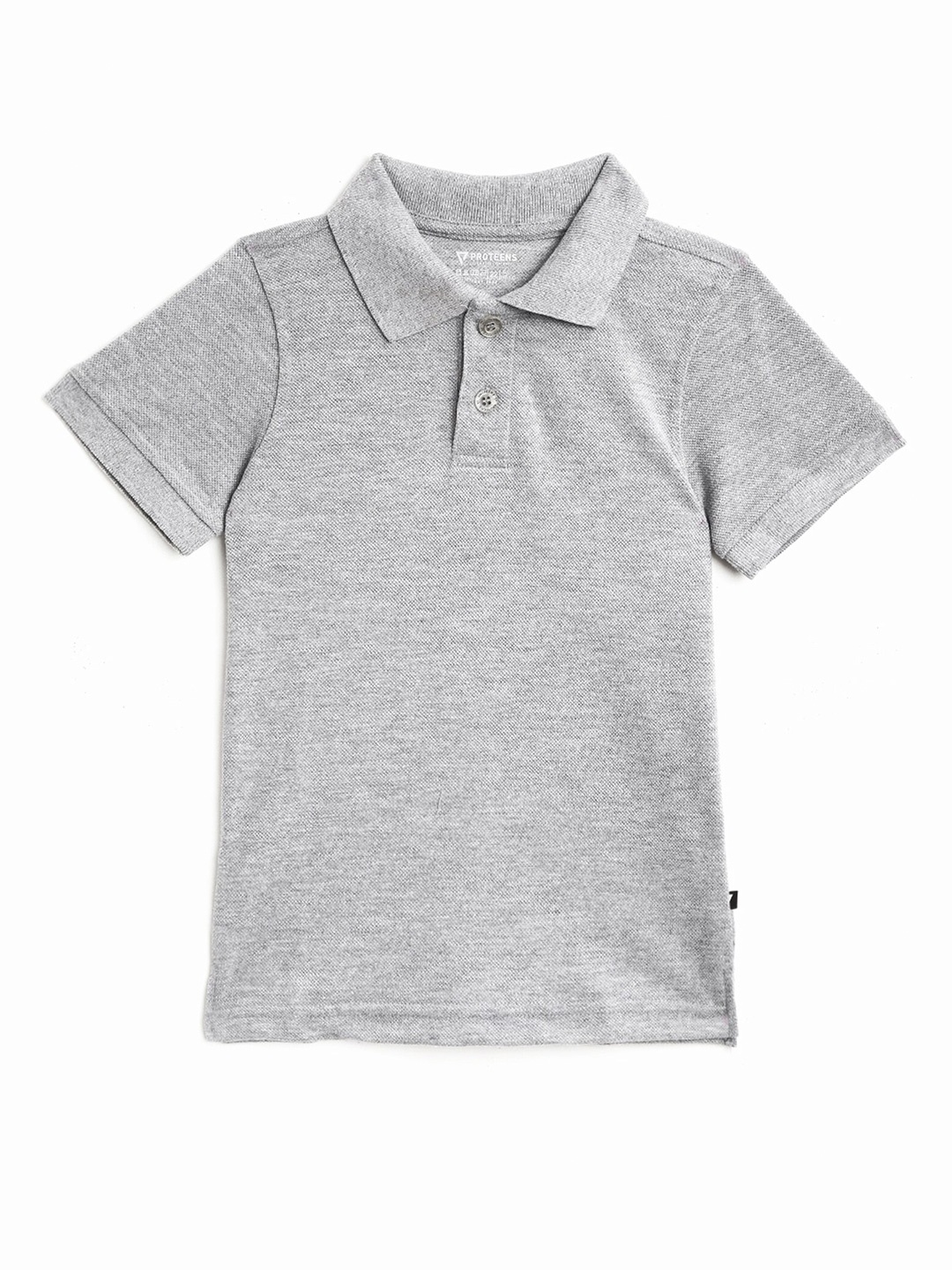 

PROTEENS Boys Grey Polo Collar Cotton T-shirt