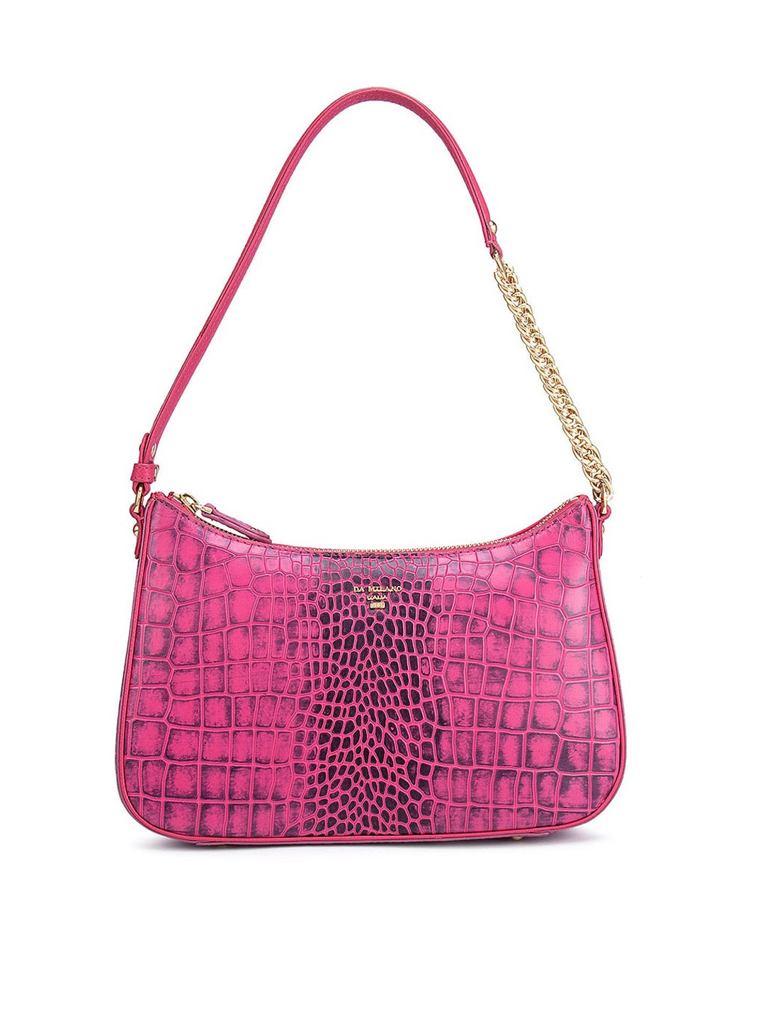 

Da Milano Pink Textured Leather Structured Hobo Bag