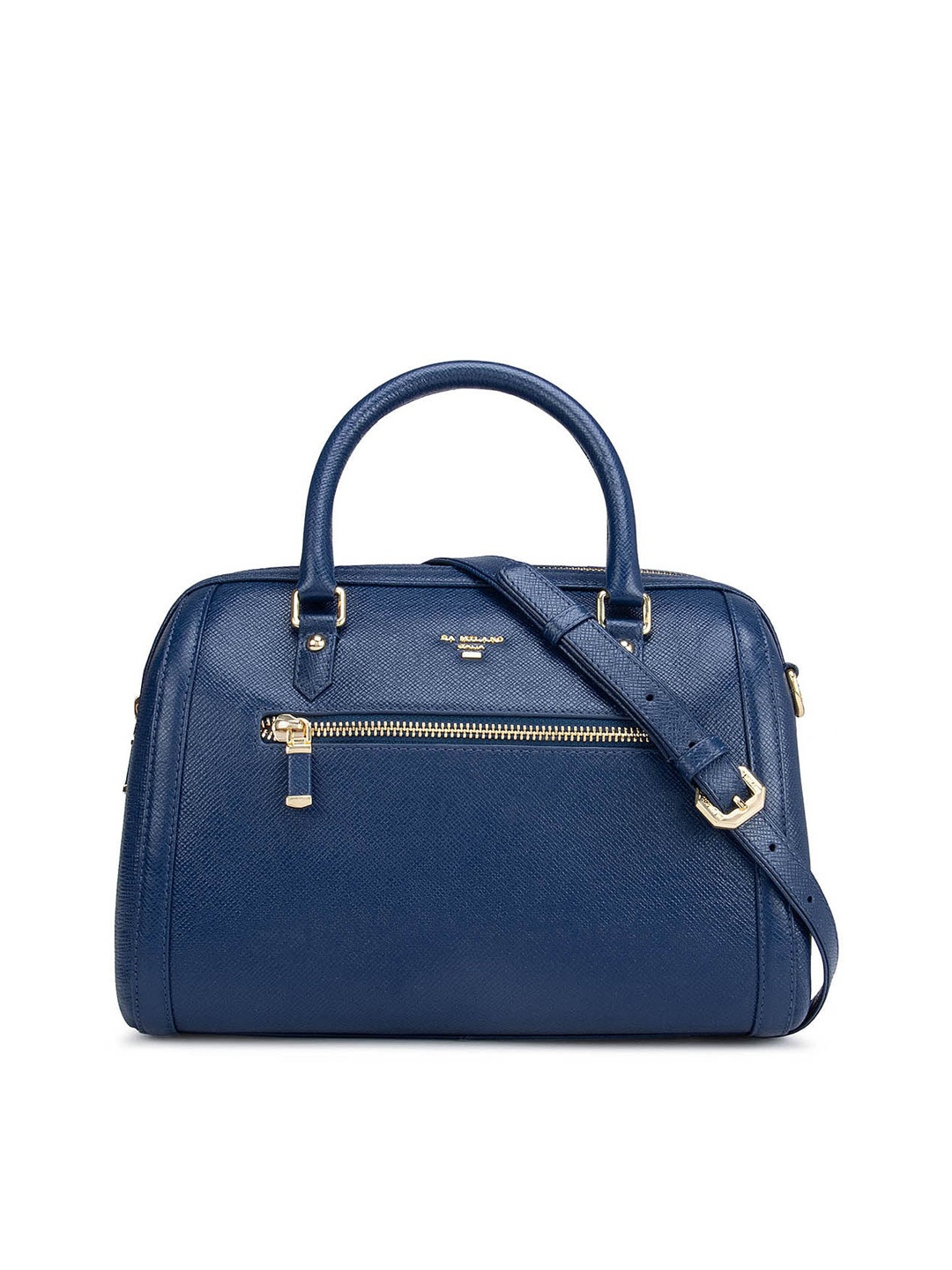 

Da Milano Women Blue Solid Leather Structured Handheld Handbags