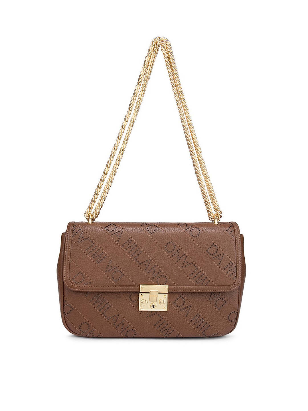 

Da Milano Women Brown Leather Structured Sling Bag with Quilted