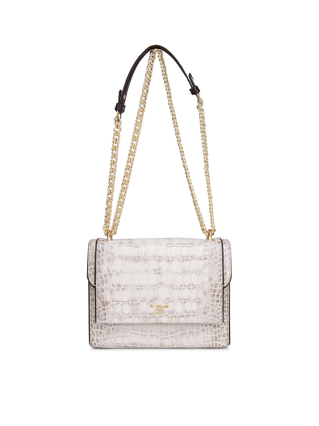 

Da Milano Women White Textured Leather Structured Shoulder Bag with Quilted