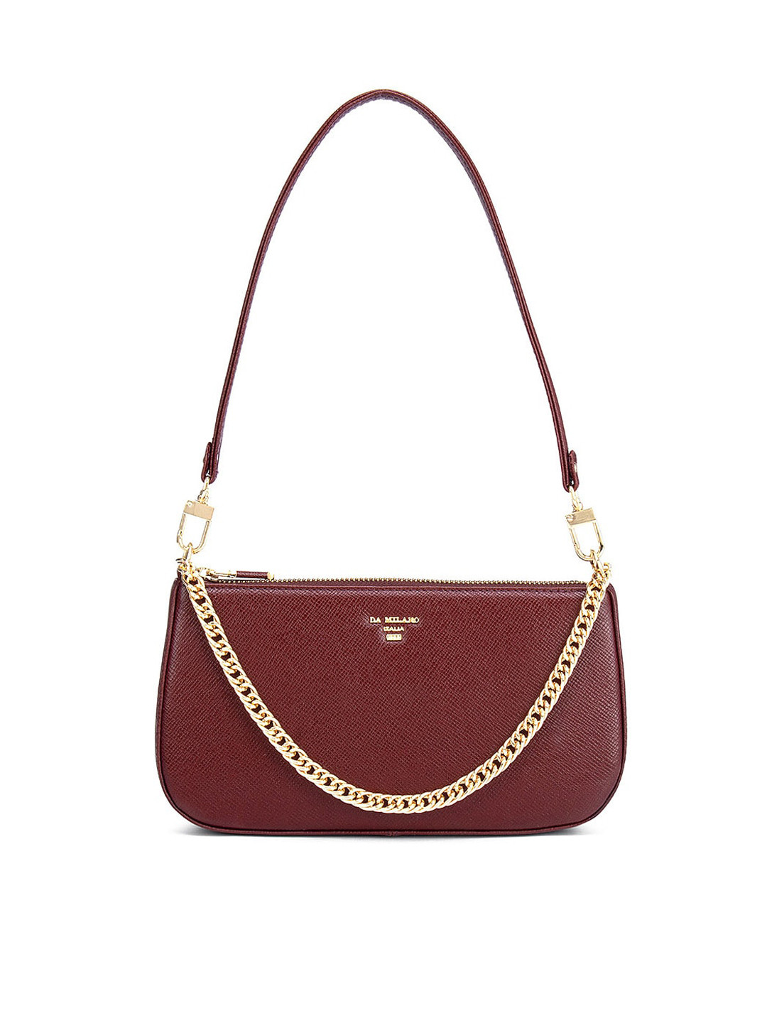 

Da Milano Women Burgundy Leather Structured Sling Bag