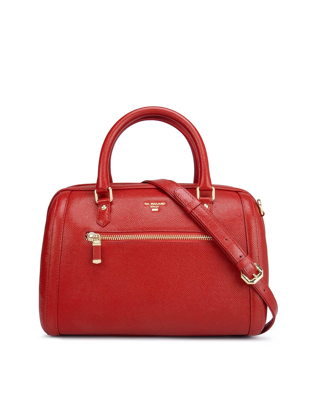

Da Milano Women Red Leather Structured Handheld Bag