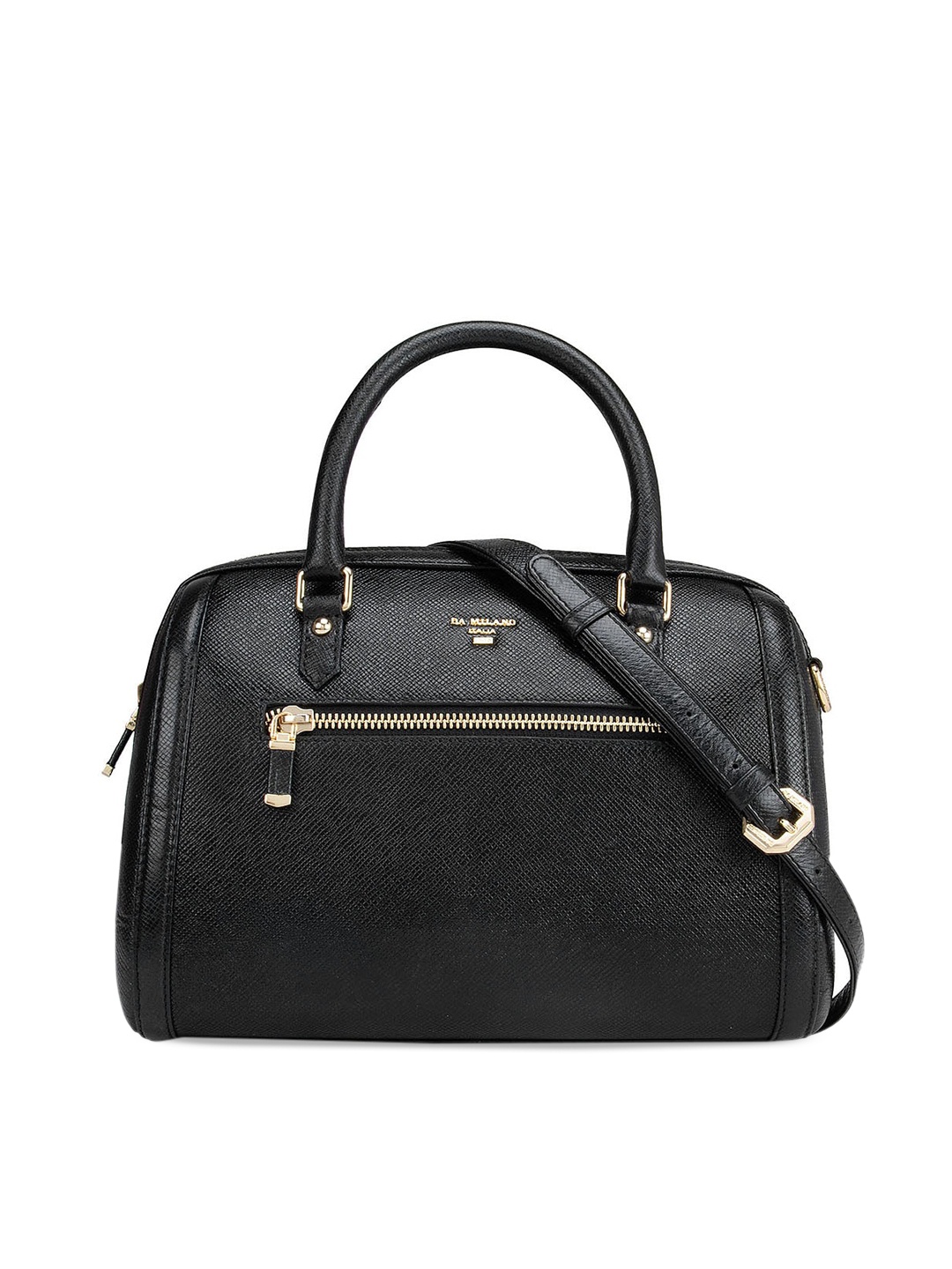 

Da Milano Women Black Leather Structured Handheld Bag