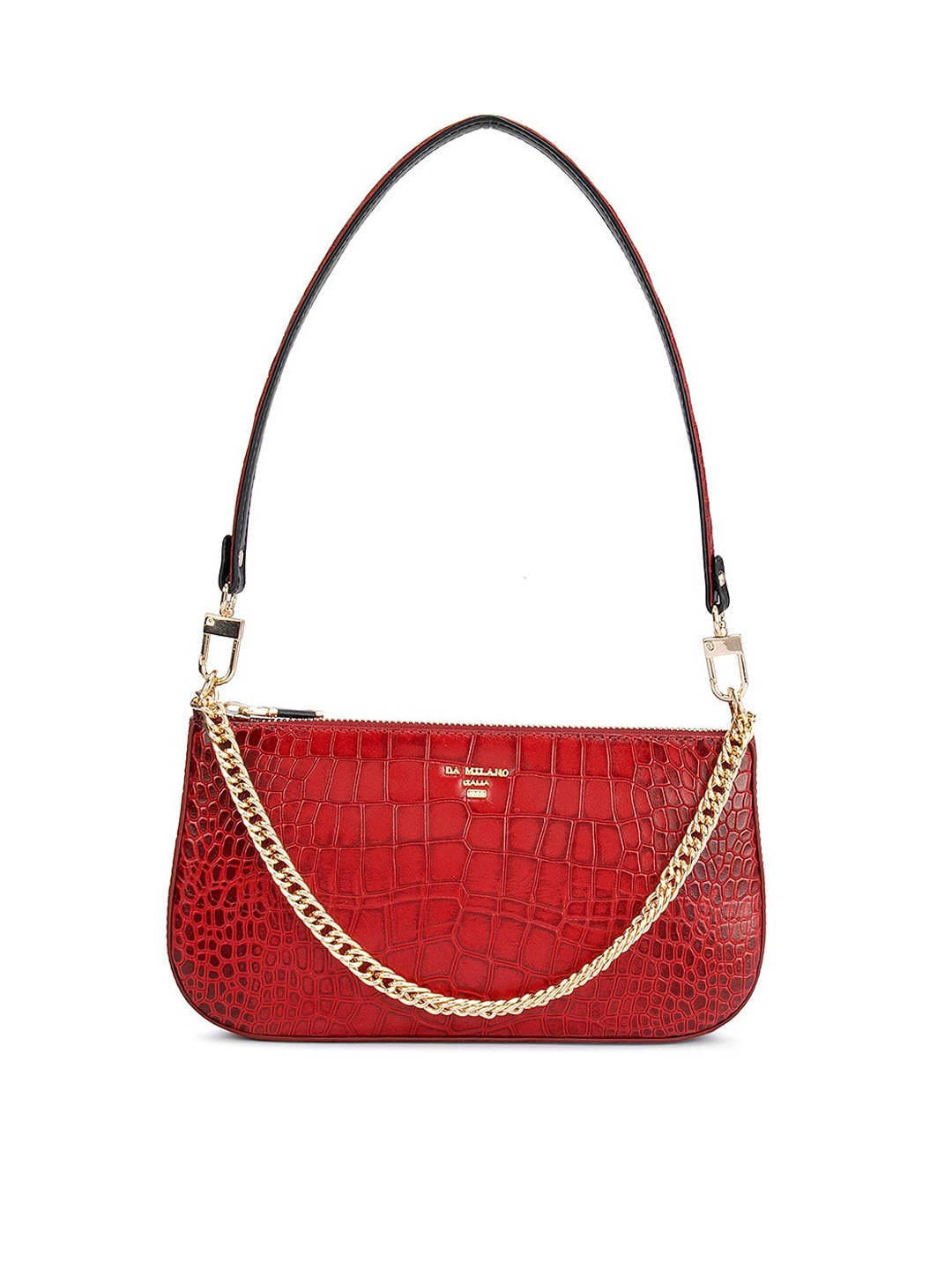 

Da Milano Women Red Textured Leather Sling Bag