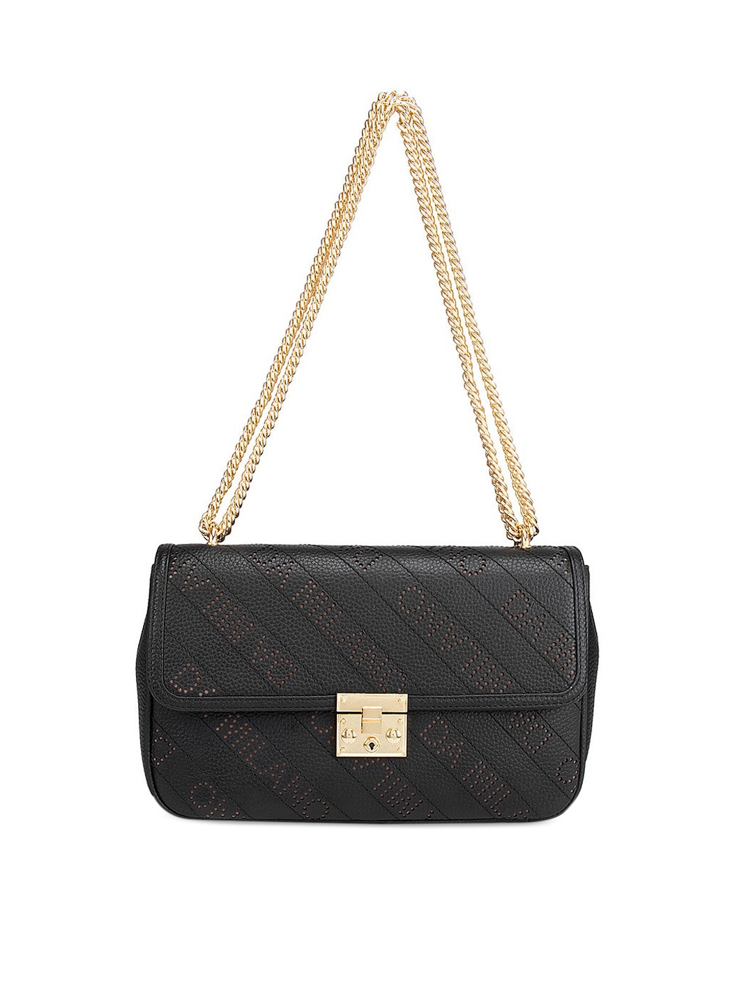 

Da Milano Black Textured Leather Structured Sling Bag