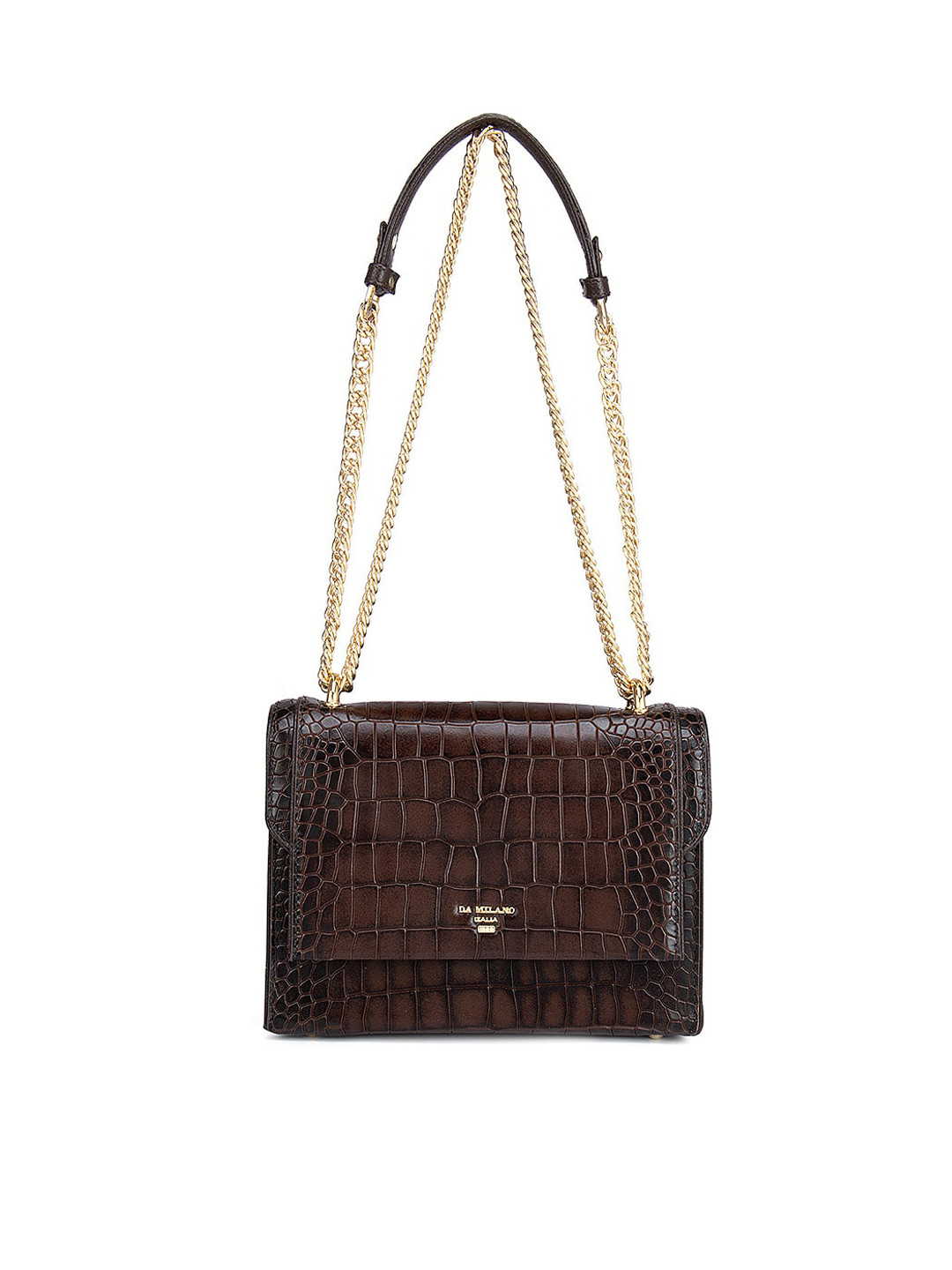 

Da Milano Brown Textured Leather Structured Sling Bag