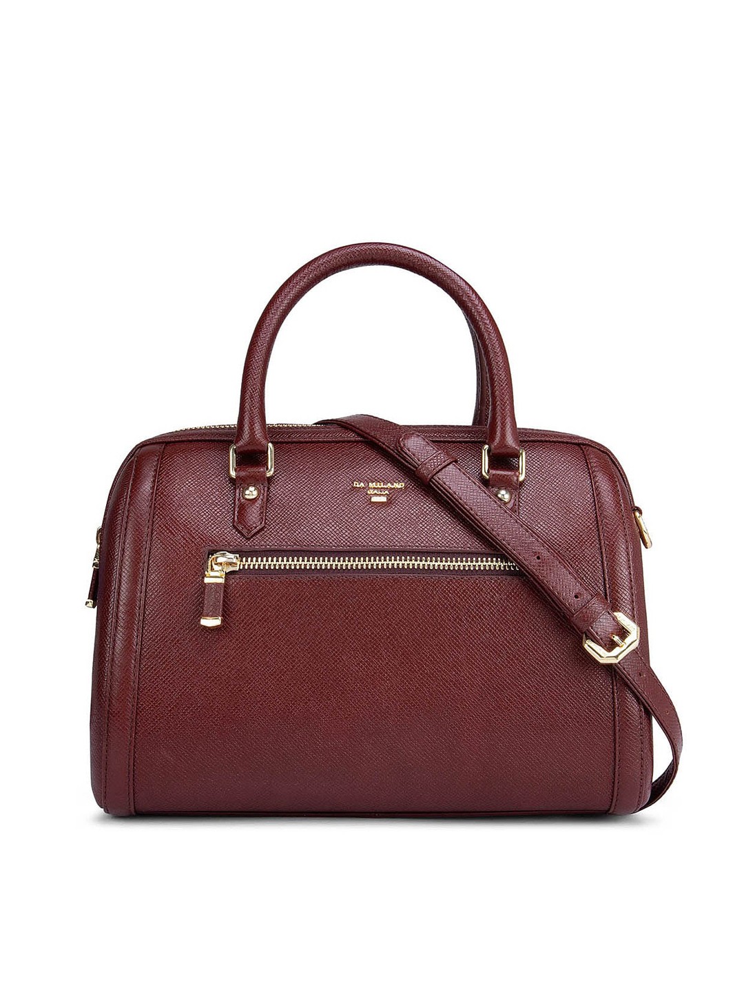 

Da Milano Women Burgundy Solid Leather Structured Handbag