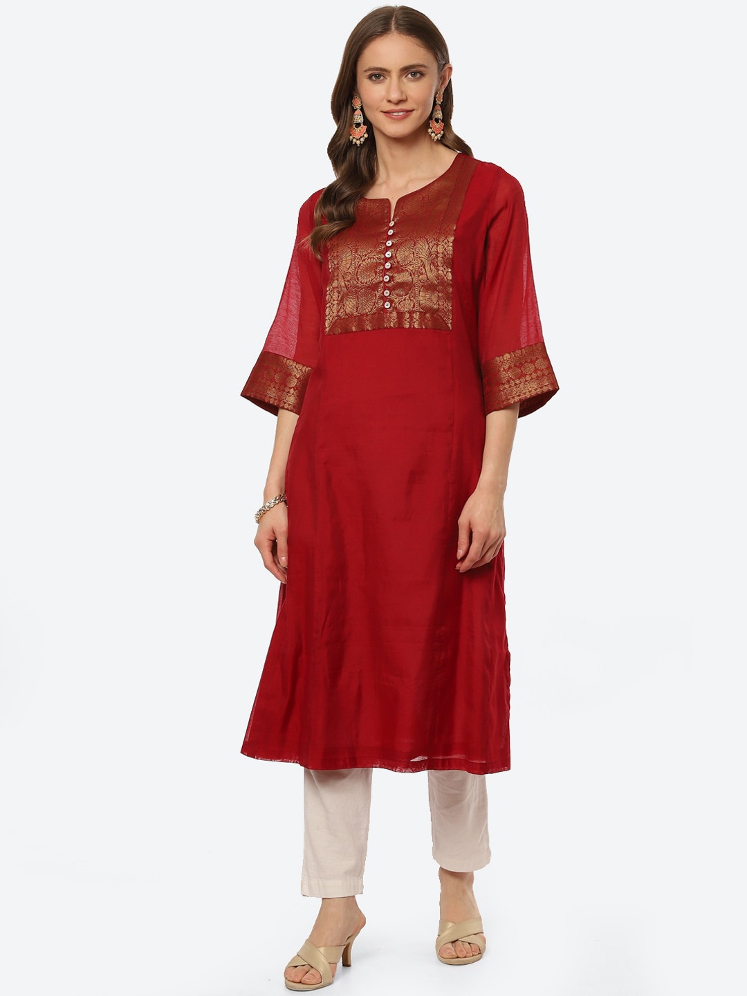 

Biba Women Red Ethnic MotifsKurta