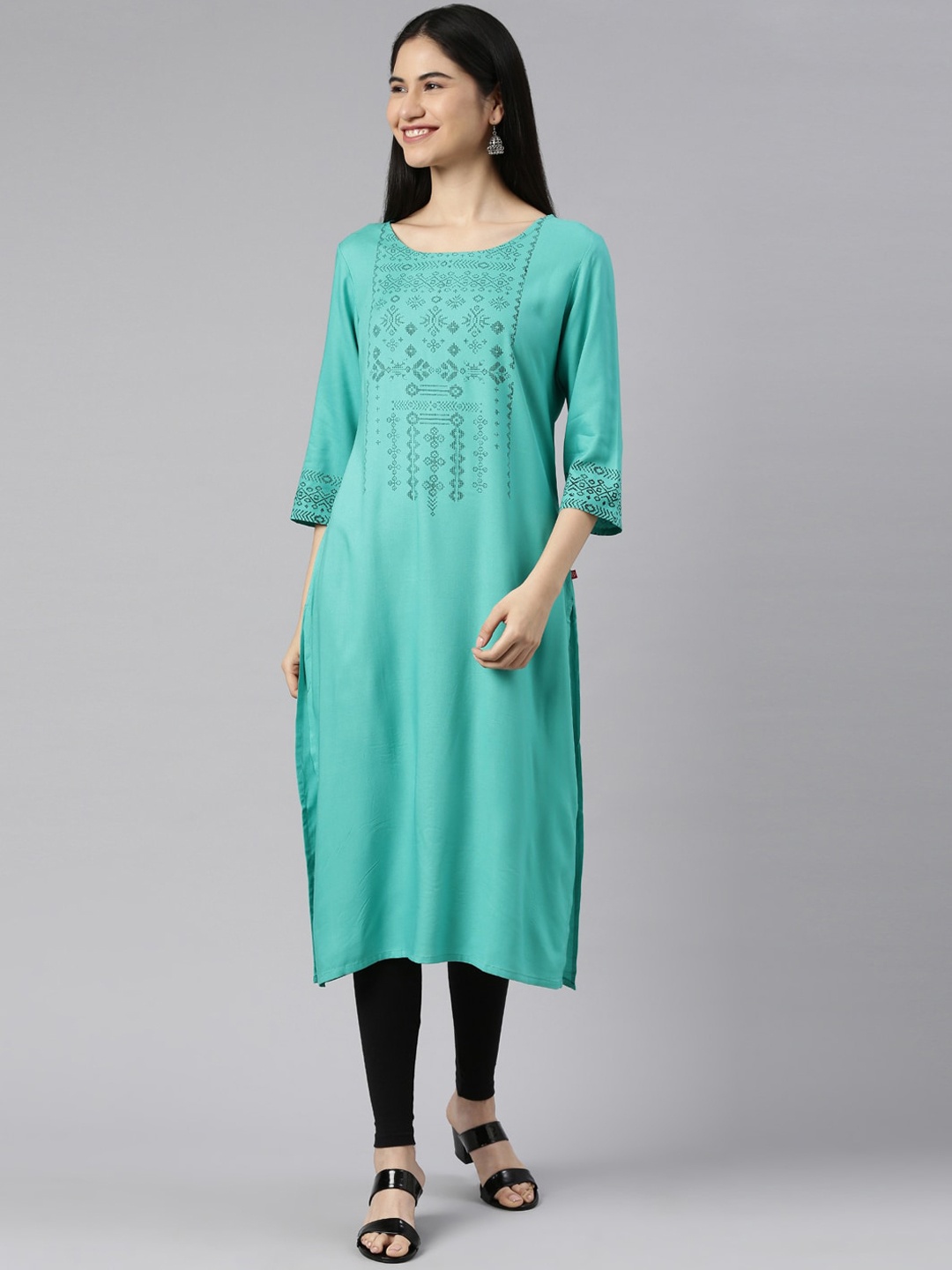 

Marcia Women Blue Geometric Indie Prints Kurta