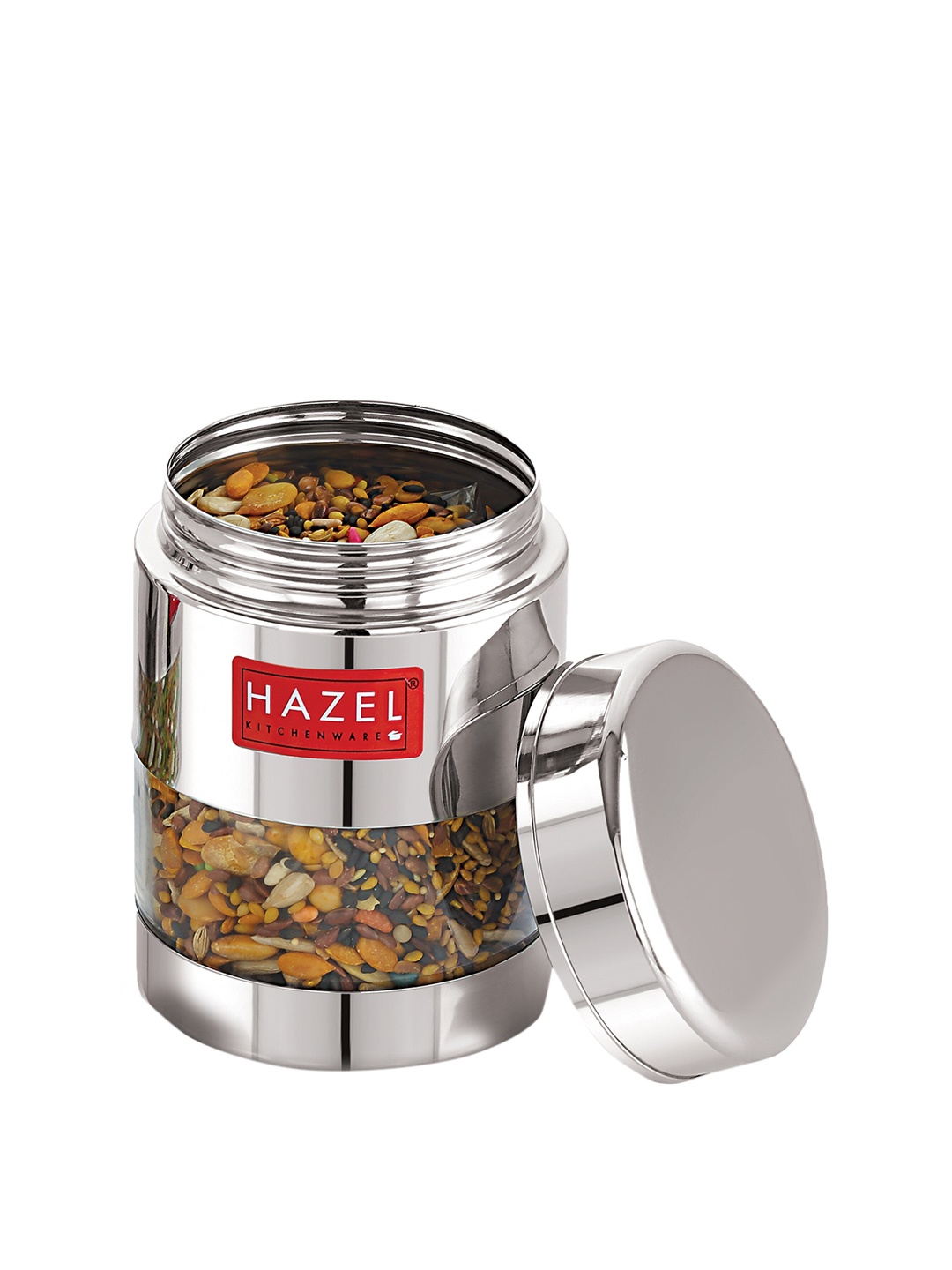 

HAZEL Set Of 6 Stainless Steel Kitchen Storage Airtight Mukhwas Container Jars, Silver