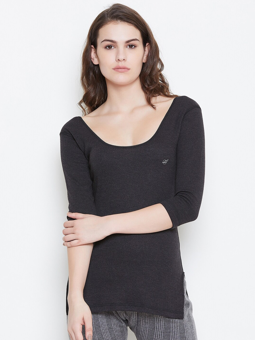 

NEVA Women Black Solid Cotton Thermal Tops