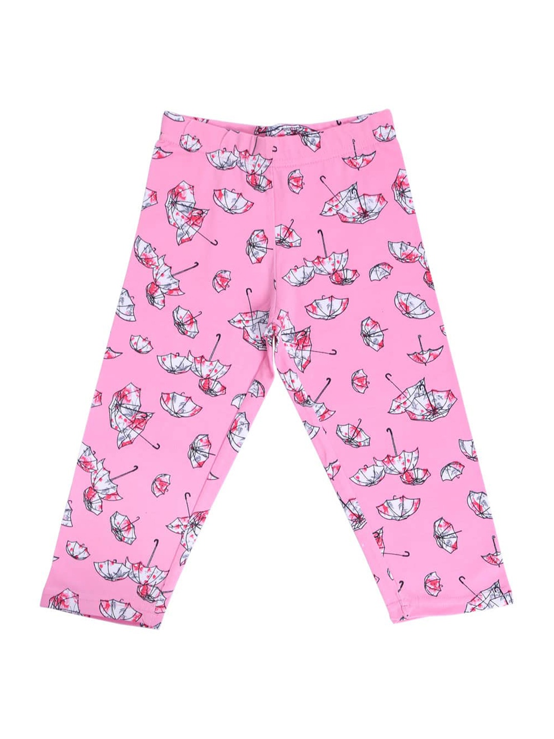 

Bodycare Kids Girls Pink & White Printed Cotton Capris