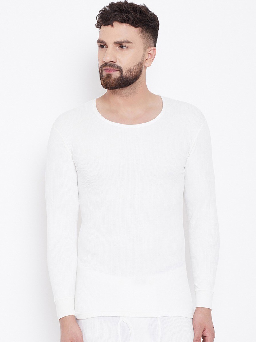 

NEVA Men Off White Solid Thermal Tops