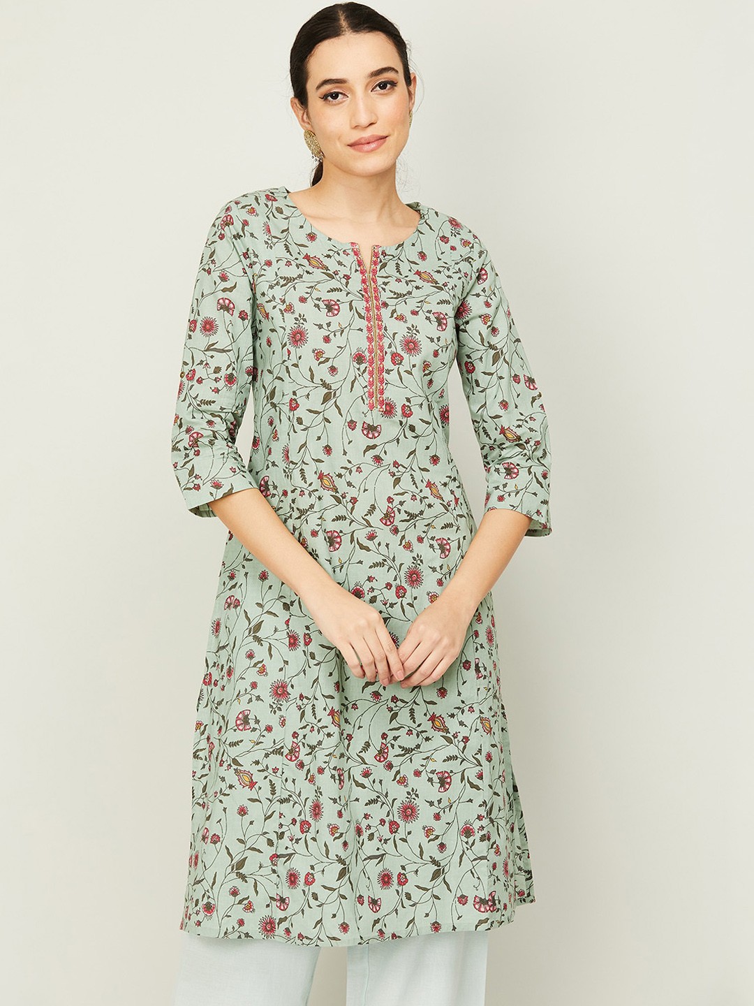 

Melange by Lifestyle Women Blue Floral Printed Kurta