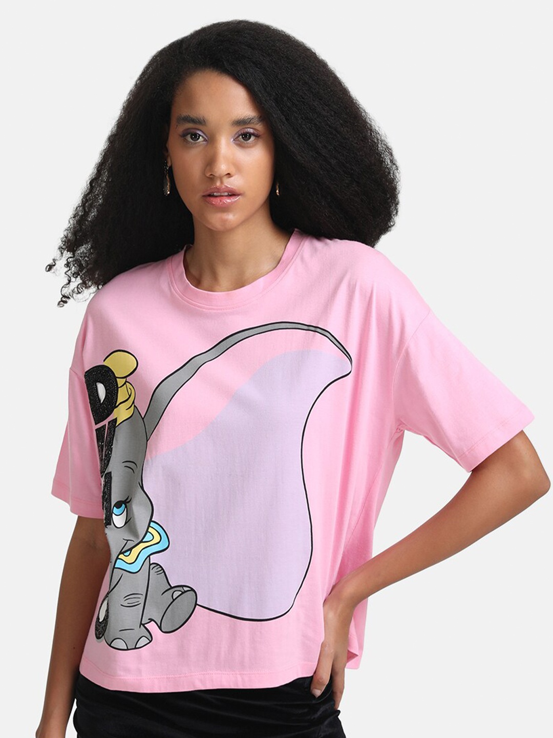 

Kazo Women Pink Dumbo Printed Disney T-shirt