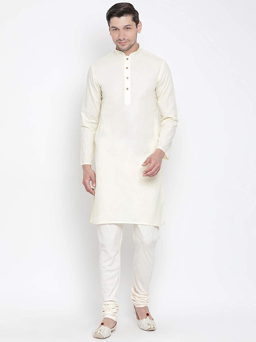 

ROYAL KURTA Men Beige Pure Cotton Kurta with Churidar