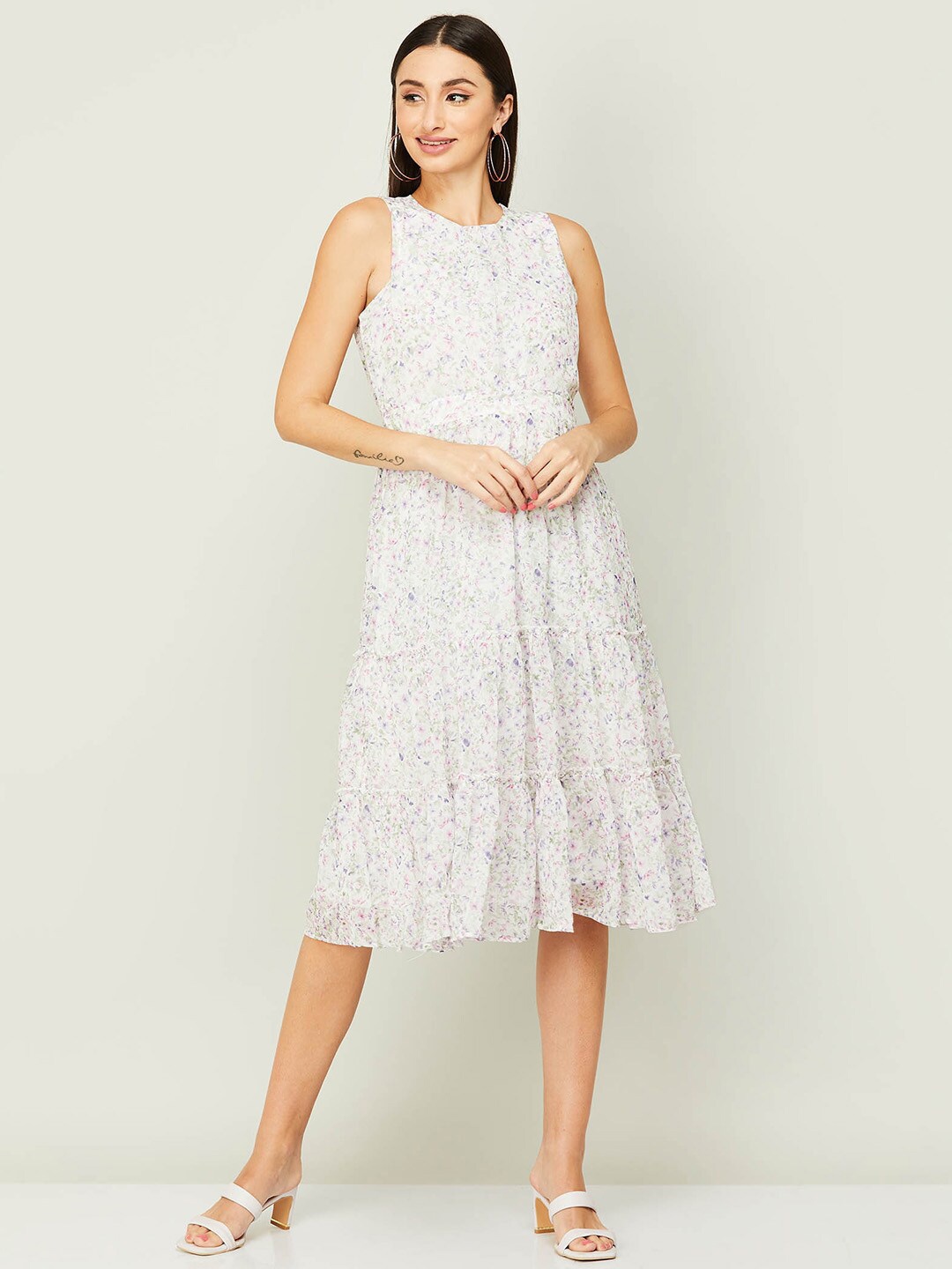 

CODE by Lifestyle Women White Floral A-Line Dress