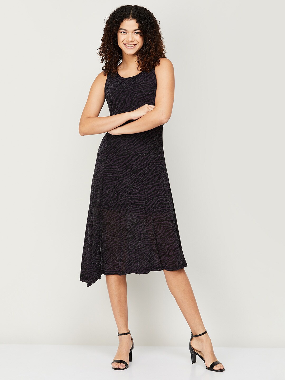

CODE by Lifestyle Purple Embellished Sleeveless A-Line Midi Dress
