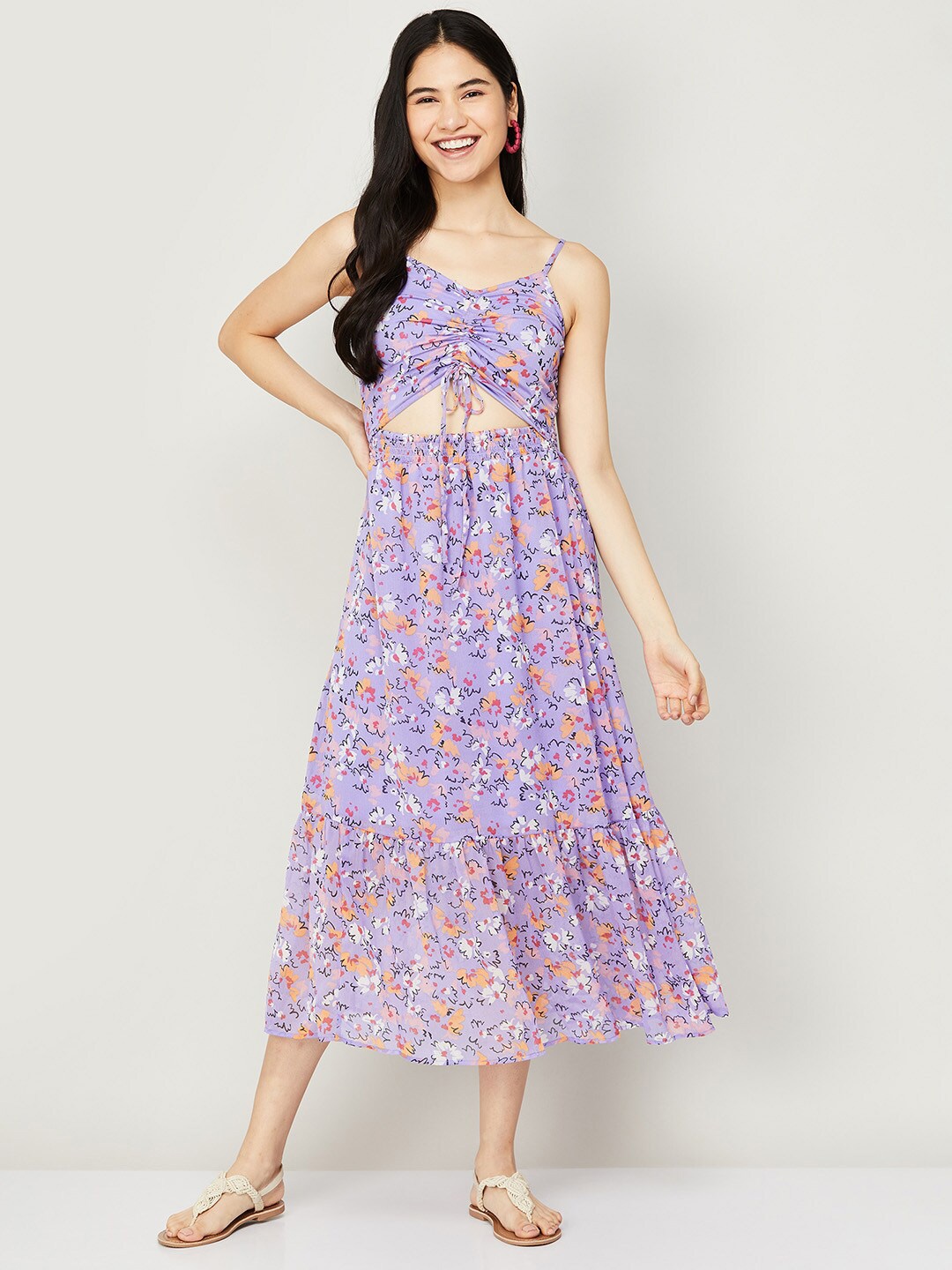 

Ginger by Lifestyle Purple Floral Midi Dress
