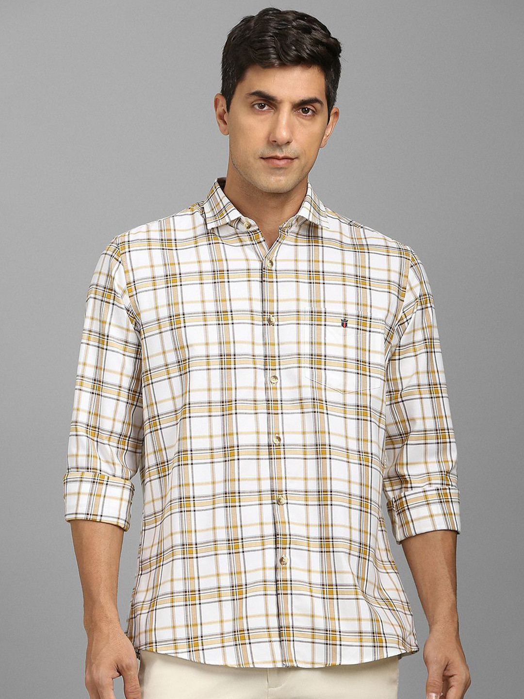 

Louis Philippe Sport Men Slim Fit Tartan Checks Checked Casual Shirt, White