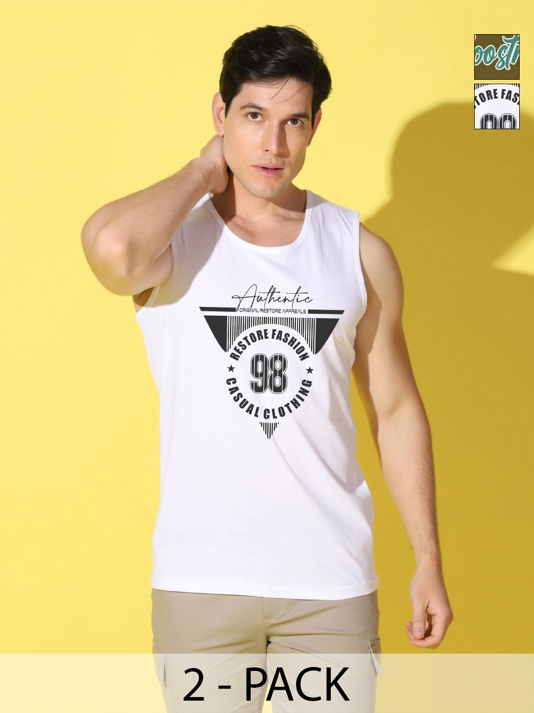 

WOOSTRO Men Typography 2 Printed Raw Edge Slim Fit T-shirt, White