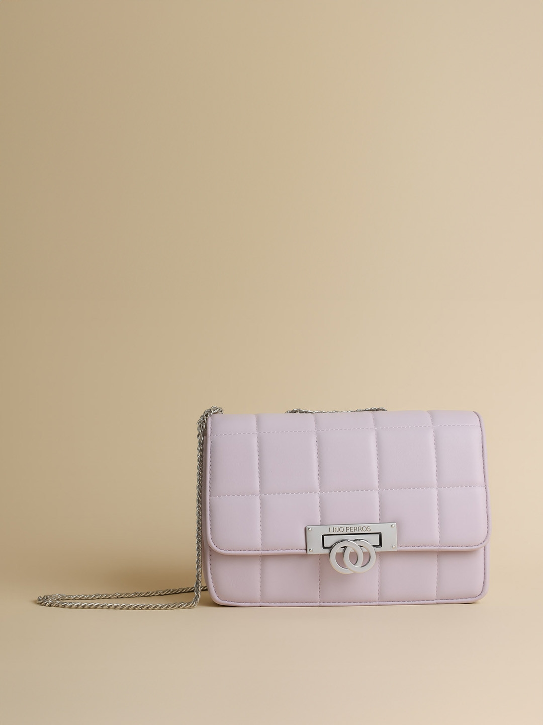 Lino Perros Women Lavender Solid Quilted Structured Sling Bag