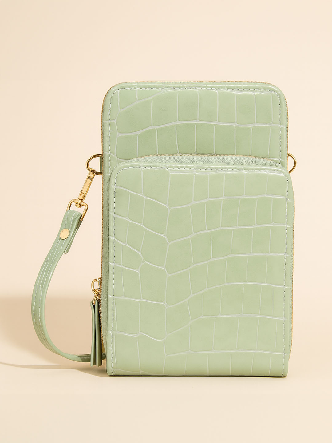 Lino Perros Green Animal Textured PU Structured Sling Bag