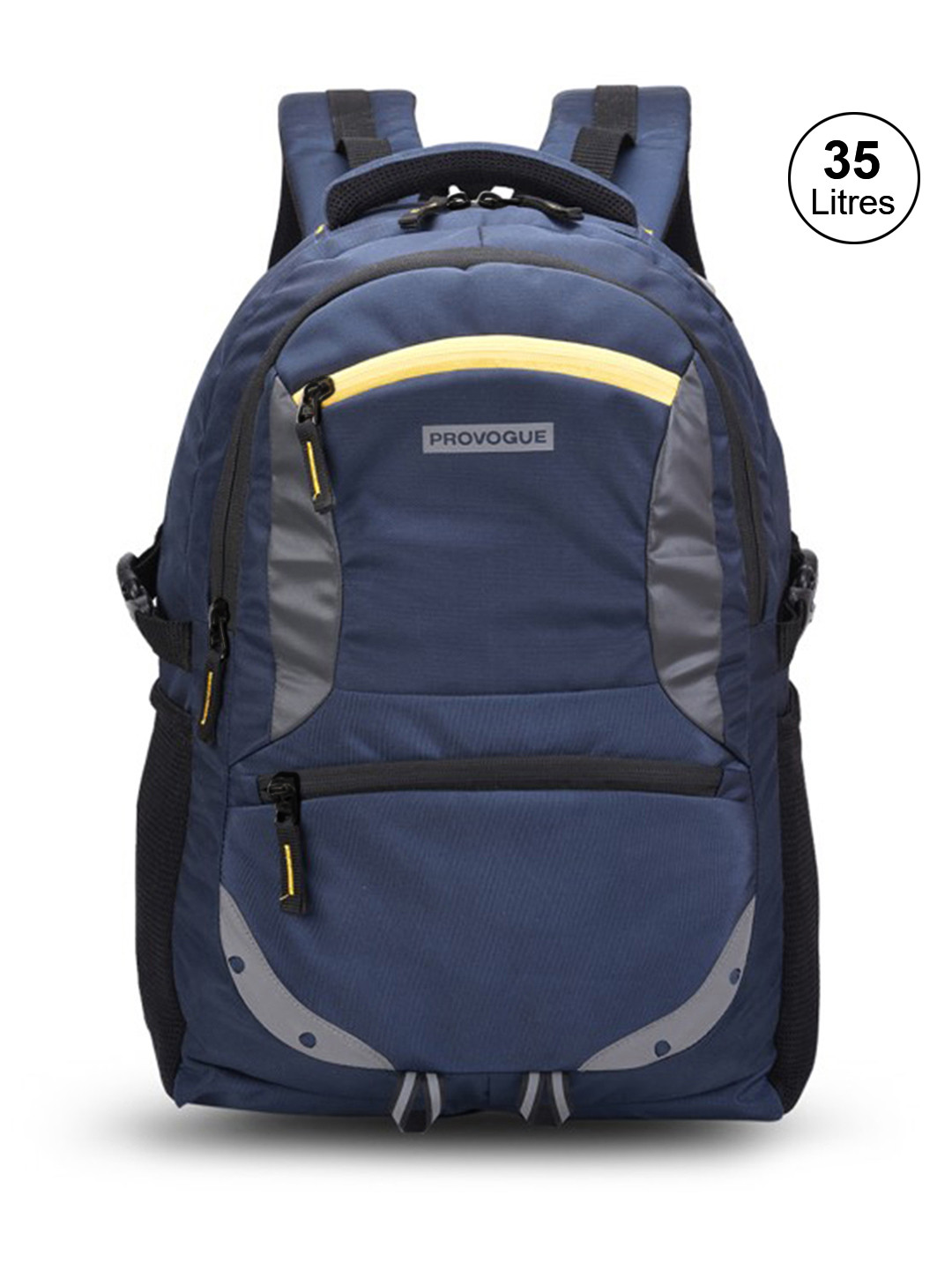 Provogue Unisex Navy Blue Contrast Detail Backpack with Reflective Strip 31L