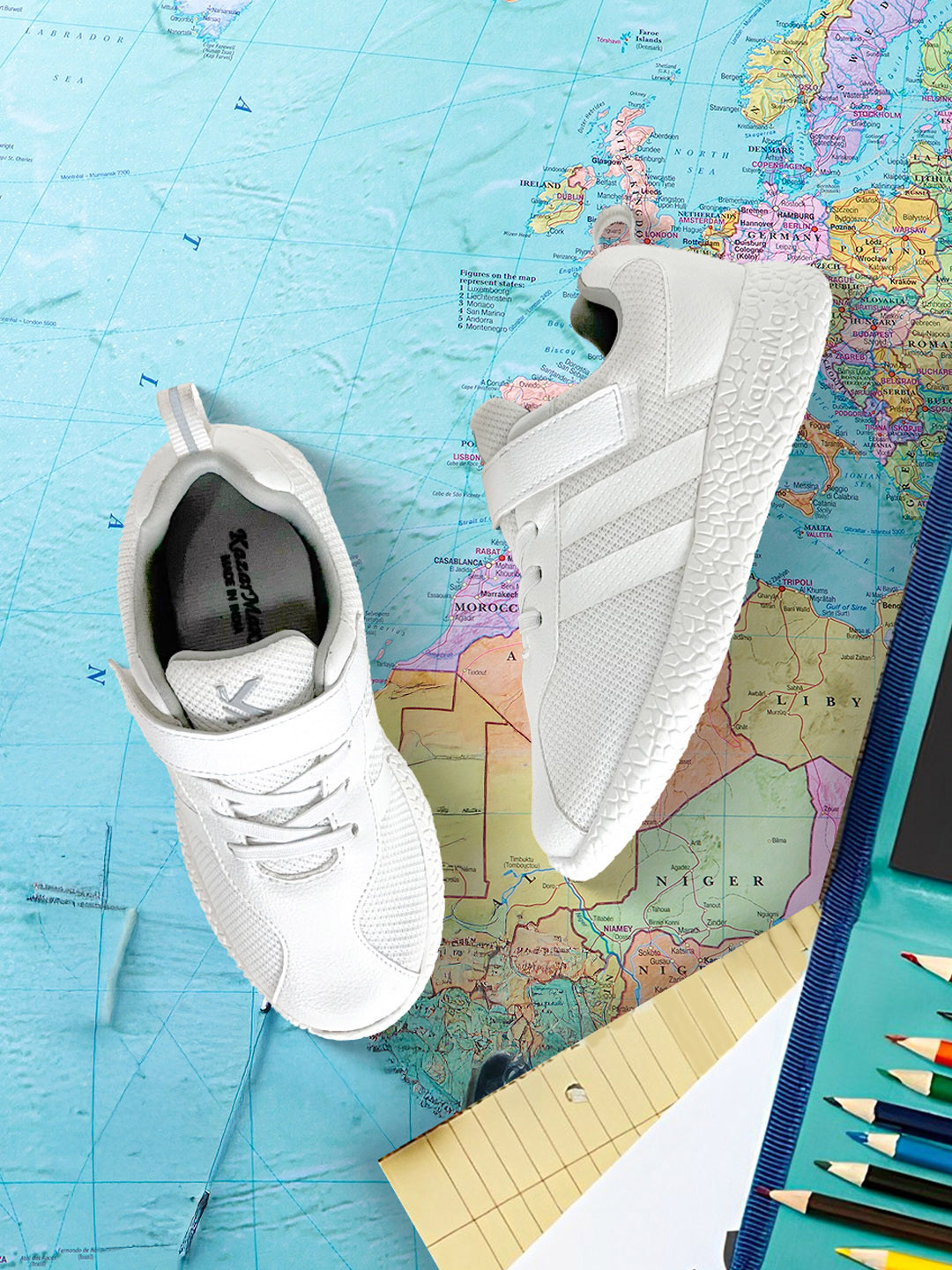 KazarMax Kids White Solid School Shoes