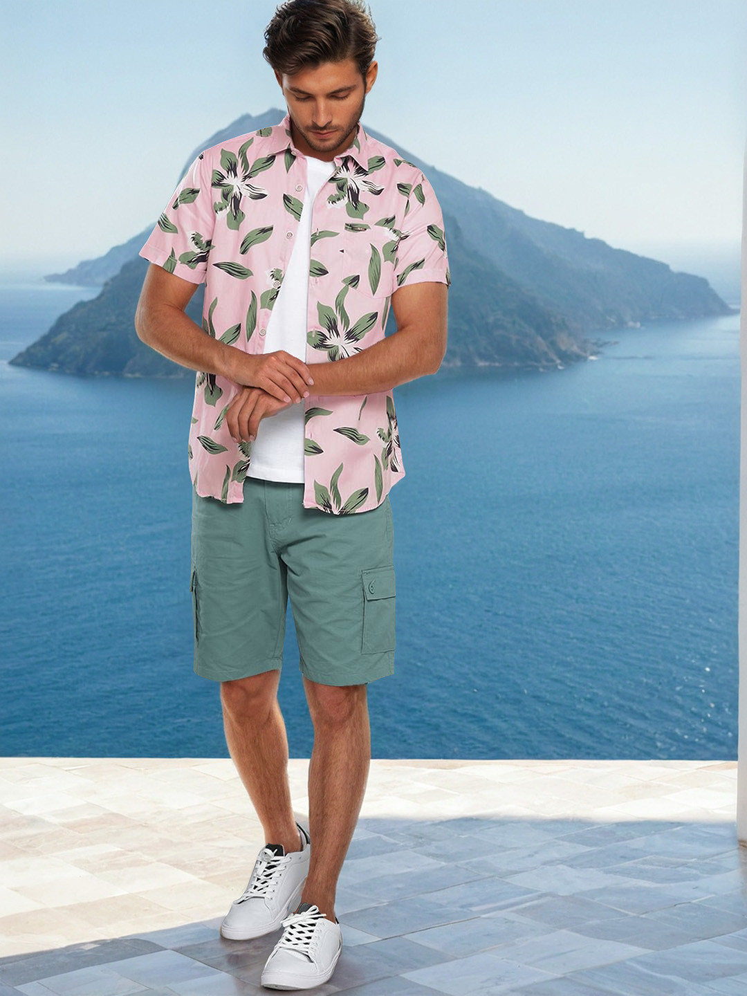 The Indian Garage Co Men Slim Fit Floral Printed Resortwear Regular Fit Shirt