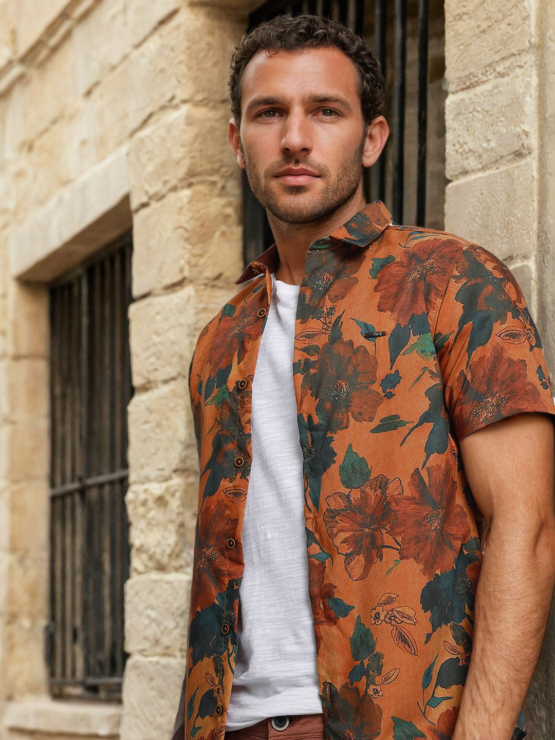The Indian Garage Co Men Floral Printed Resortwear Regular Fit Shirt