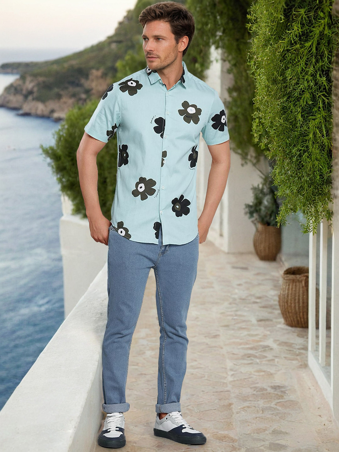 The Indian Garage Co Men Regular Fit Floral Printed Resortwear Shirt