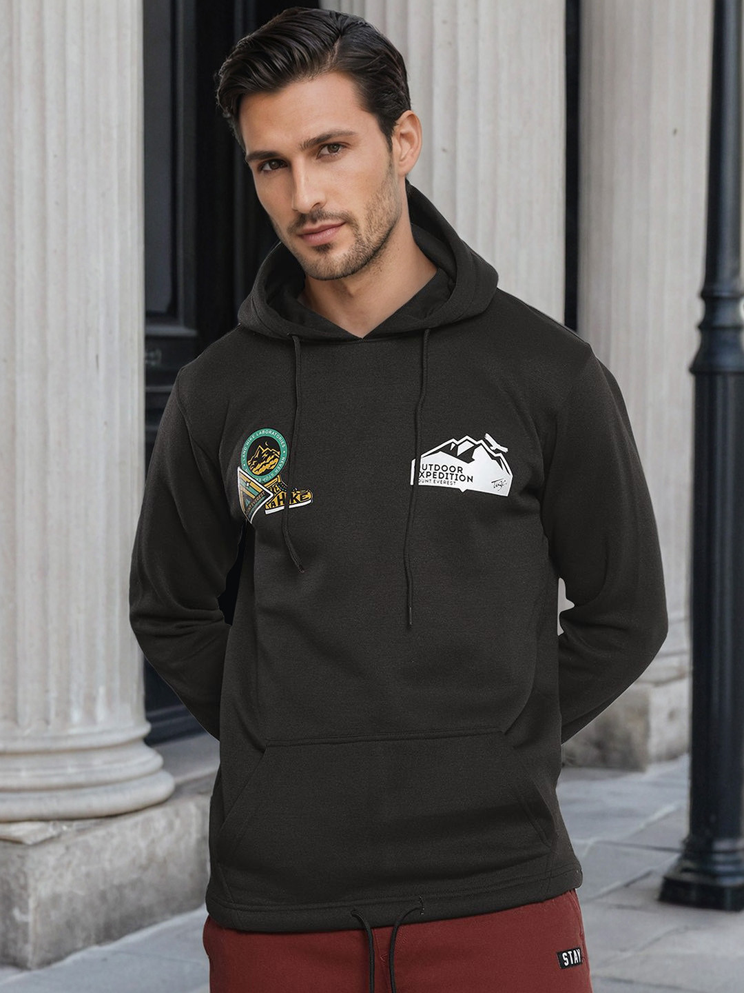 The Indian Garage Co Men Printed Hooded Sweatshirt