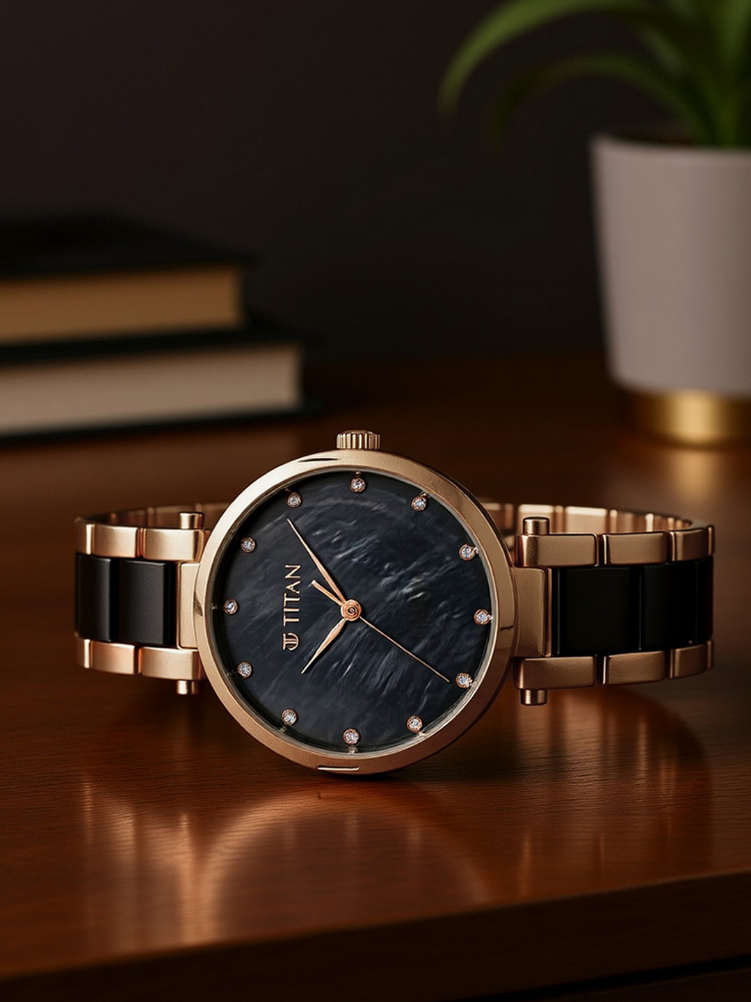 Titan Quartz Analog With Black Dial Watch For Women - Nt95061wd03