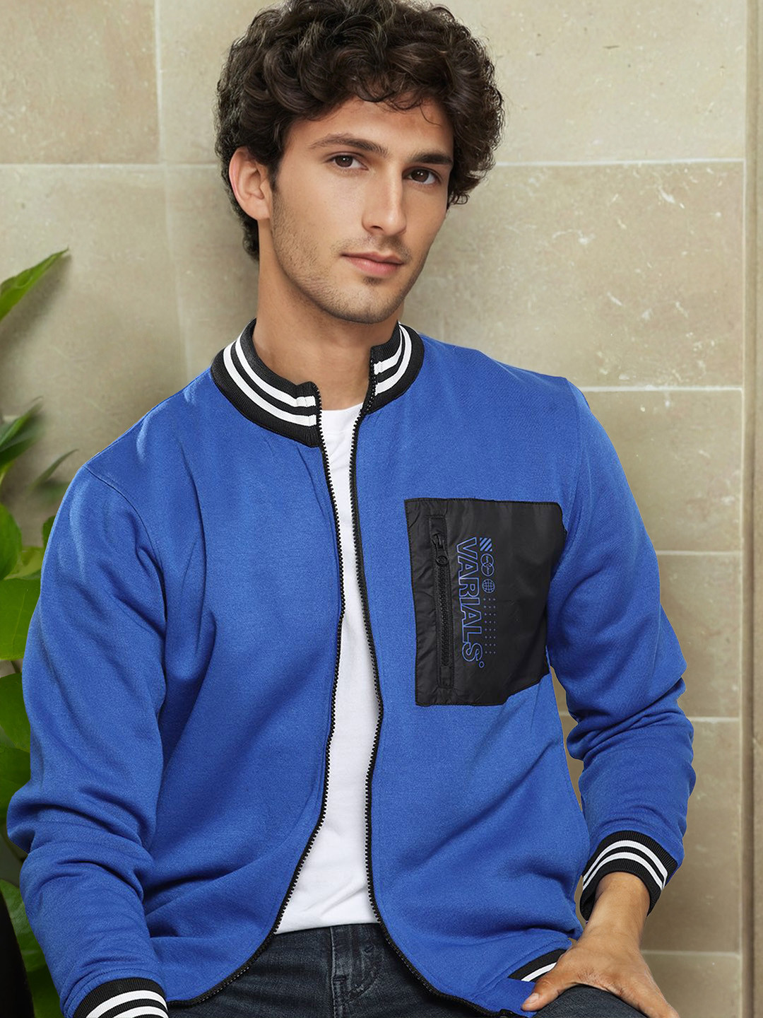 The Indian Garage Co Men Blue Solid Sweatshirt