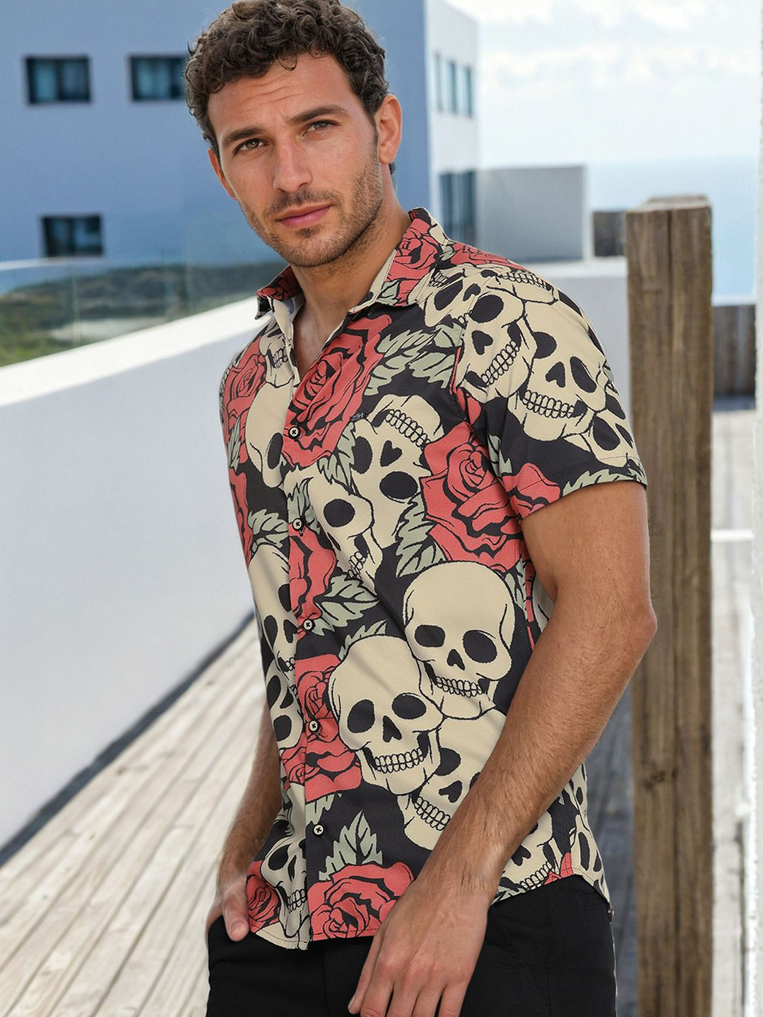 The Indian Garage Co Men Black Printed Casual Shirt