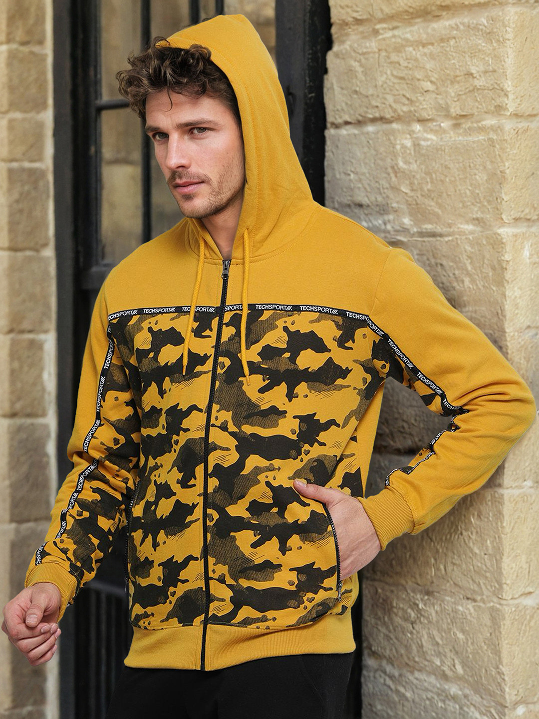 The Indian Garage Co Men Printed Hooded Sweatshirt