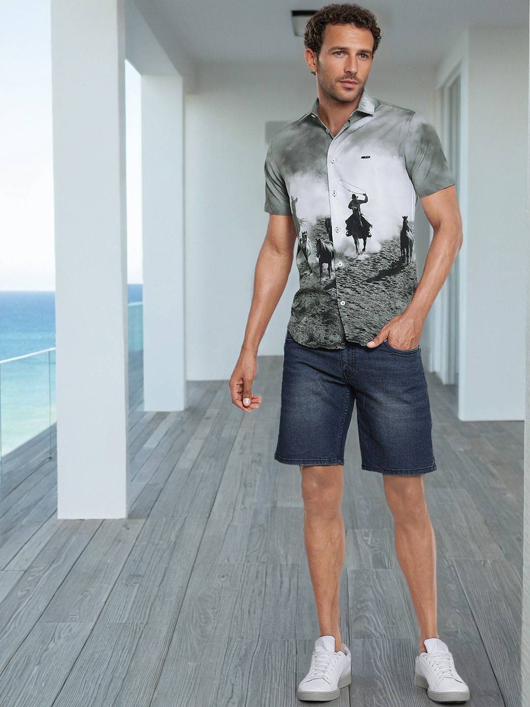 The Indian Garage Co Men Slim Fit Animal Printed Resortwear Shirt