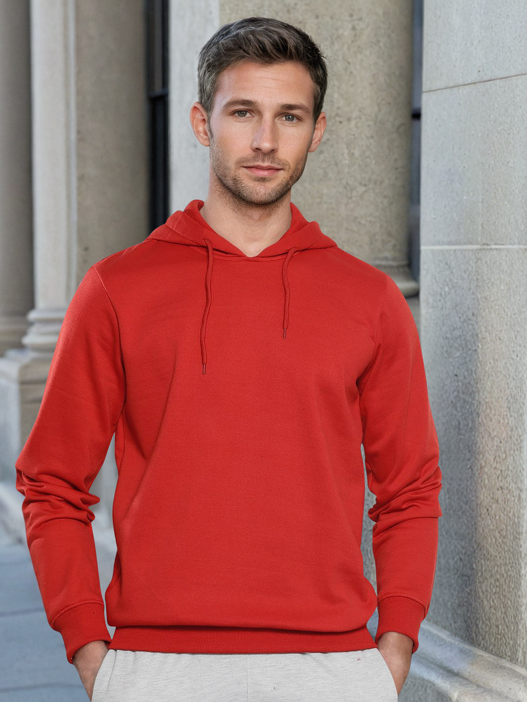 The Indian Garage Co Men Red Hooded Sweatshirt