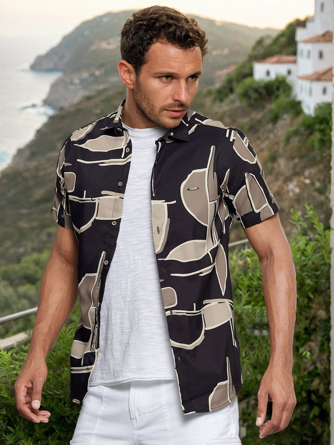 The Indian Garage Co Men Abstract Printed Resortwear Regular Fit Shirt