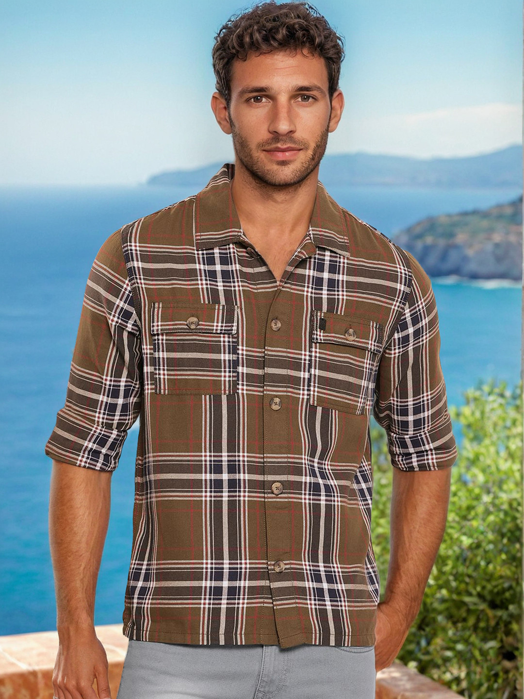 The Indian Garage Co Men Opaque Checked Casual Shirt
